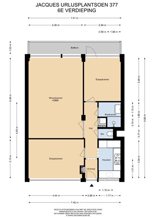 Floorplan - Jacques Urlusplantsoen 377, 2324 KV Leiden